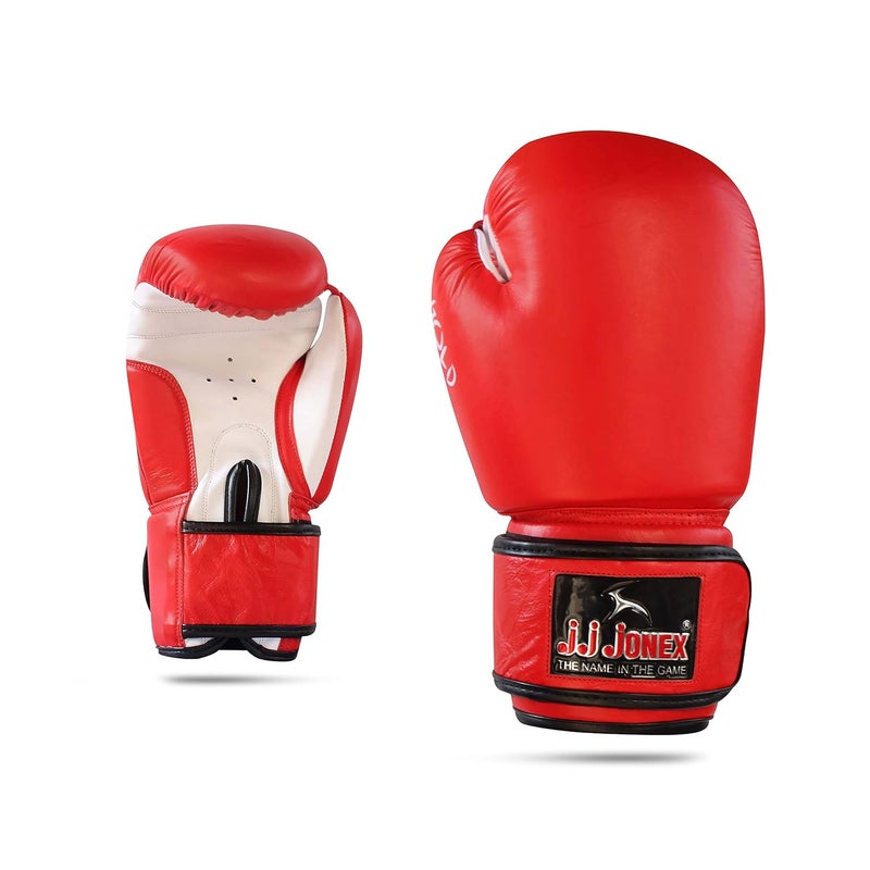Jonex JJ Jonex Boxing Gloves - High Quality Leather Fight Gloves (16oz, Red) - Image 3